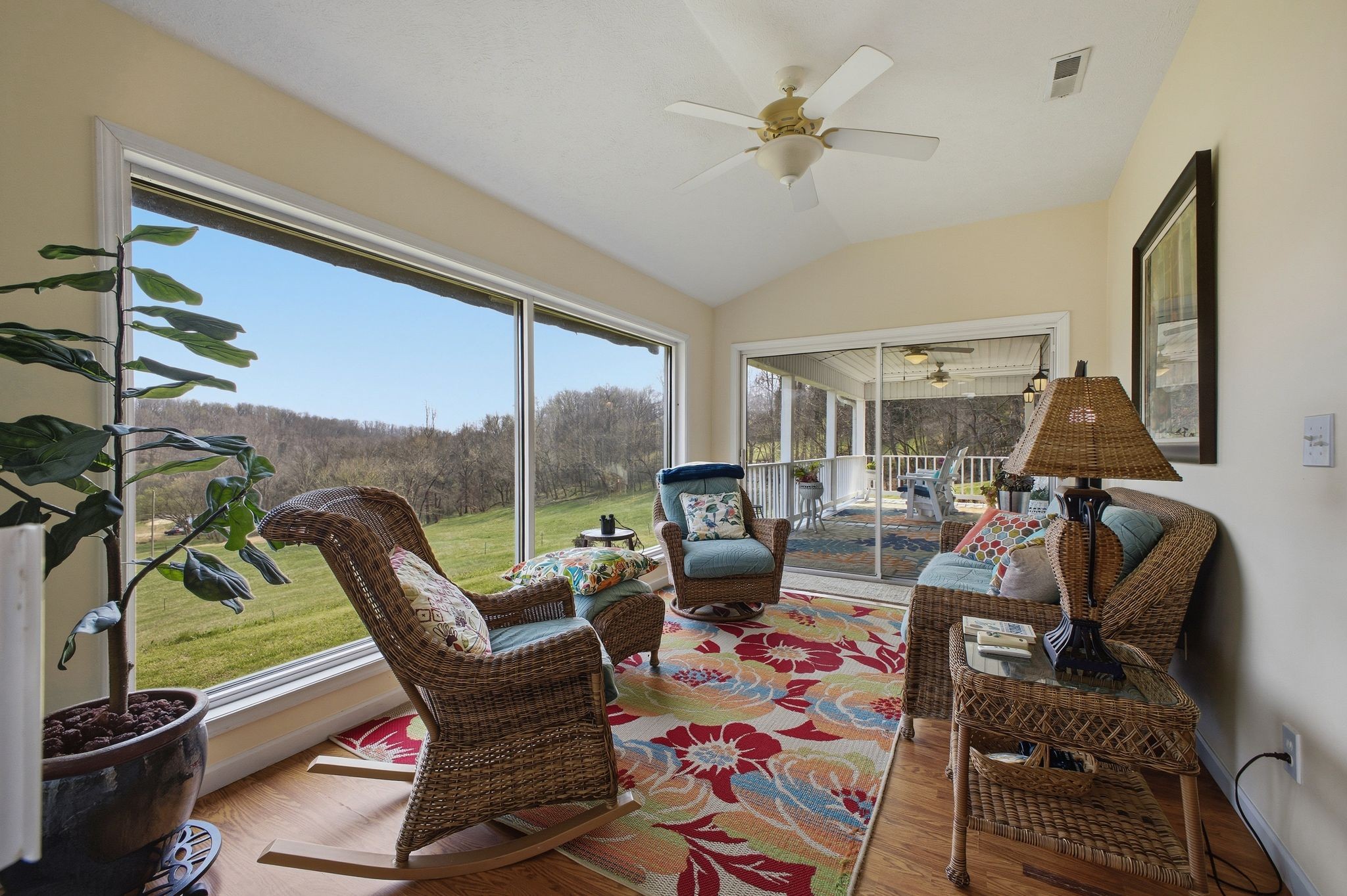 Sun-filled Florida room overlooking Keg Springs Valley pastures